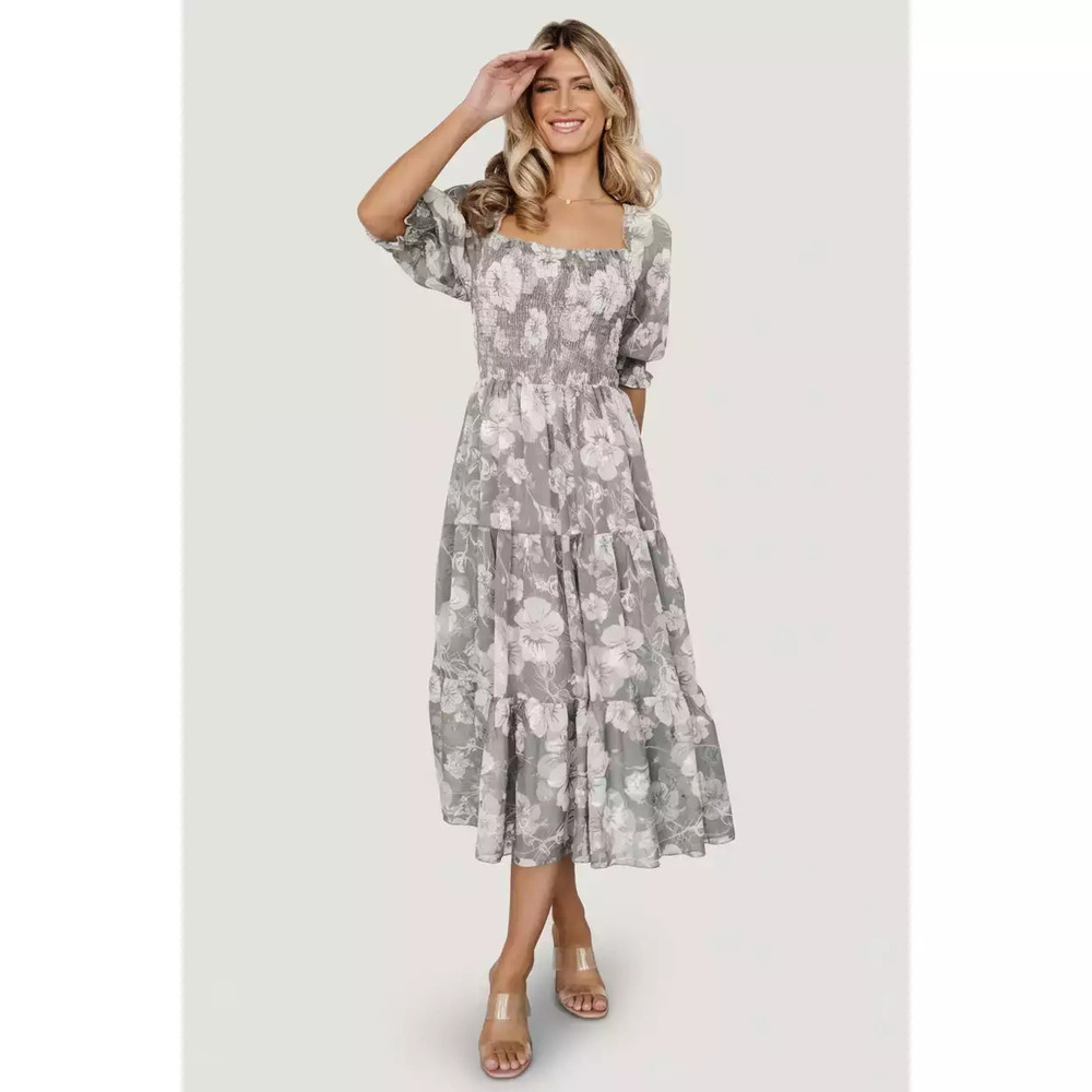 Baltic Born Fabian Jacquard Midi Dress | Dusty Sage Size L